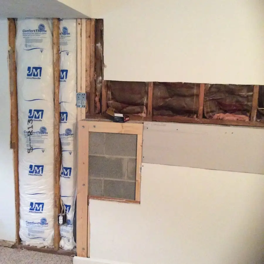 Wall insulation replacement during Basement Flood Cleanup in North College Hill
